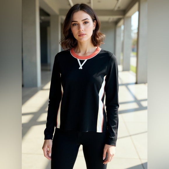 Fendi Tops - Fendi Silk Blend Black Long Sleeve with Red and White Accents Blouse SZ 38